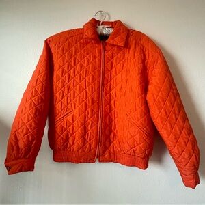 Quilted 100% Silk Orange Jacket - Lightweight Bomber